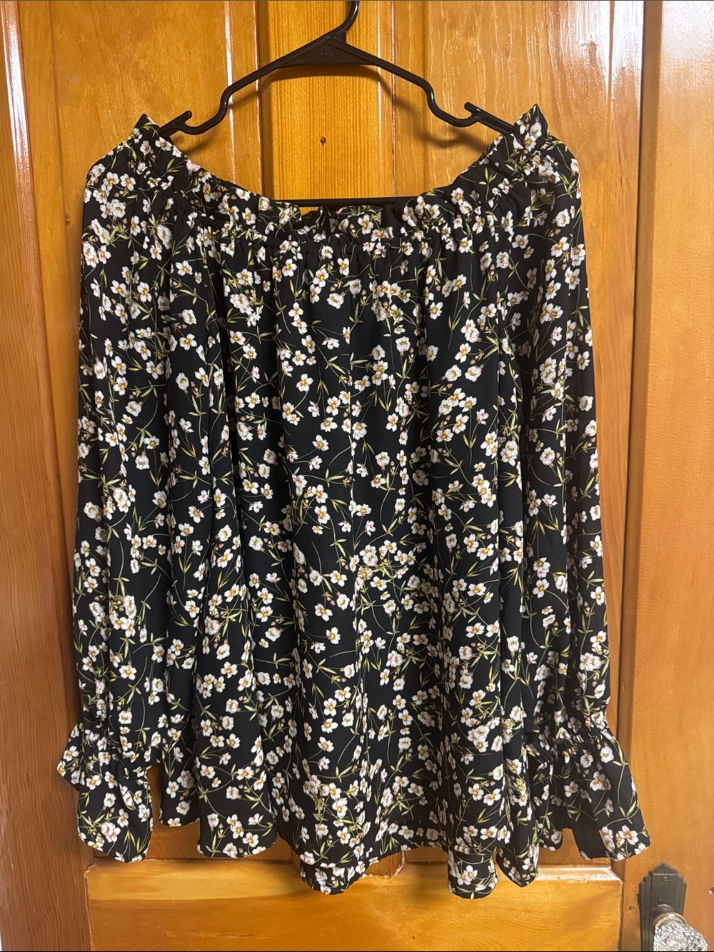 Belle Sky Black Floral Blouse